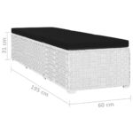 Chaises longues de jardin table à thé 3pcs Résine tressée Blanc – Image 9