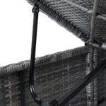 Chaises longues de jardin table à thé 3 pcs Résine tressée Gris – Image 9