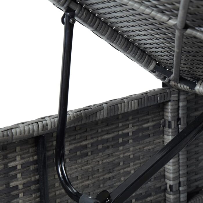 Chaises longues de jardin table à thé 3 pcs Résine tressée Gris – Image 9
