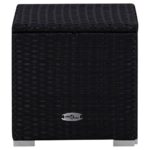 Chaises longues de jardin table à thé 3 pcs Résine tressée Noir – Image 5