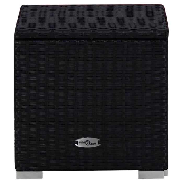 Chaises longues de jardin table à thé 3 pcs Résine tressée Noir – Image 5