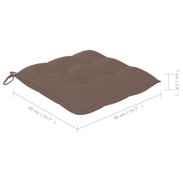 Coussins de chaise lot de 6 taupe 40x40x7 cm tissu oxford – Image 5