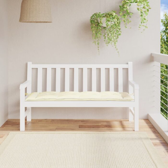 Coussin de banc de jardin blanc crème 150x50x7 cm tissu oxford – Image 1