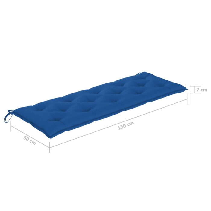 Coussin de banc de jardin bleu 150x50x7 cm tissu oxford – Image 4