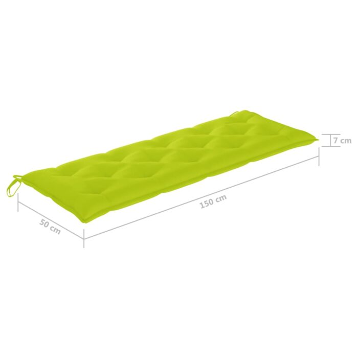 Coussin de banc de jardin vert brillant 150x50x7cm tissu oxford – Image 4