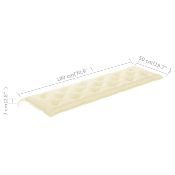 Coussin de banc de jardin blanc crème 180x50x7 cm tissu oxford – Image 4