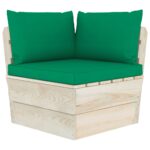 Coussins de palette lot de 3 vert tissu oxford