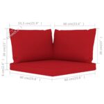Coussins de palette lot de 3 rouge tissu oxford – Image 4