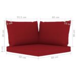 Coussins de palette lot de 3 rouge bordeaux tissu oxford – Image 4