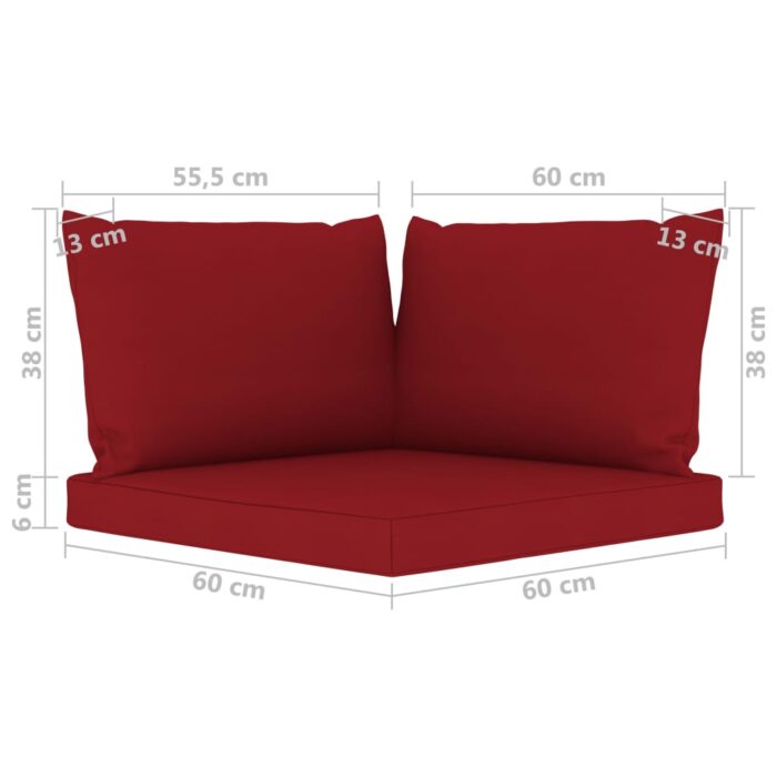 Coussins de palette lot de 3 rouge bordeaux tissu oxford – Image 4