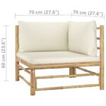 Salon de jardin 2 pcs avec coussins blanc crème Bambou – Image 5