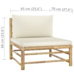 Salon de jardin 2 pcs avec coussins blanc crème Bambou – Image 6