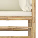 Salon de jardin 2 pcs avec coussins blanc crème Bambou – Image 3