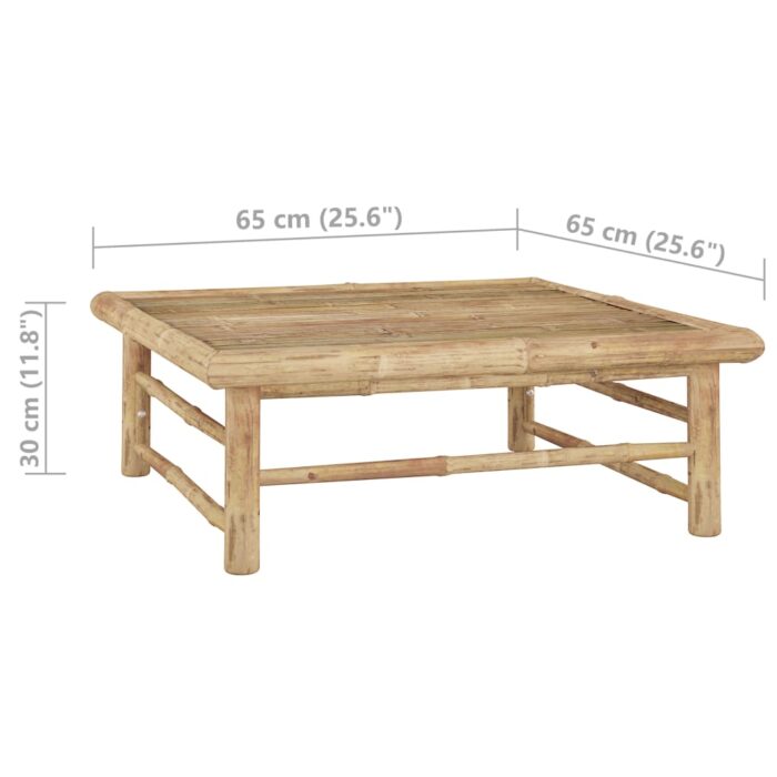 Salon de jardin 2 pcs avec coussins blanc crème Bambou – Image 6