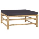 Salon de jardin 3 pcs avec coussins gris foncé Bambou – Image 4
