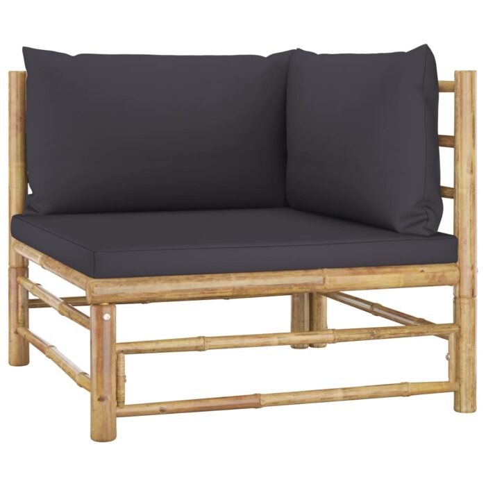 VXL8720286188101_a_en_hd_1.jpg Canapé d'angle de jardin avec coussins gris foncé Bambou – Image 1