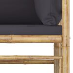 Canapé d'angle de jardin avec coussins gris foncé Bambou – Image 2