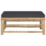 Repose-pied de jardin avec coussin gris foncé Bambou – Image 2