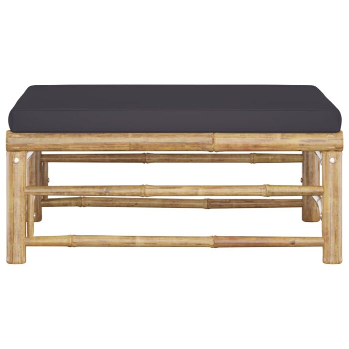 Repose-pied de jardin avec coussin gris foncé Bambou – Image 2