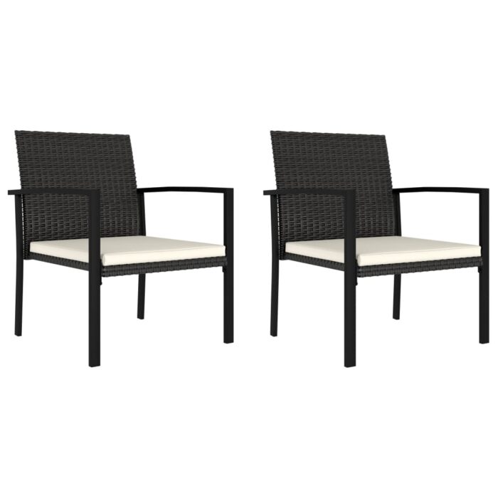 Chaises à manger de jardin lot de 2 Résine tressée Noir – Image 1