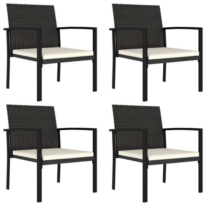 Chaises à manger de jardin lot de 4 Résine tressée Noir – Image 1