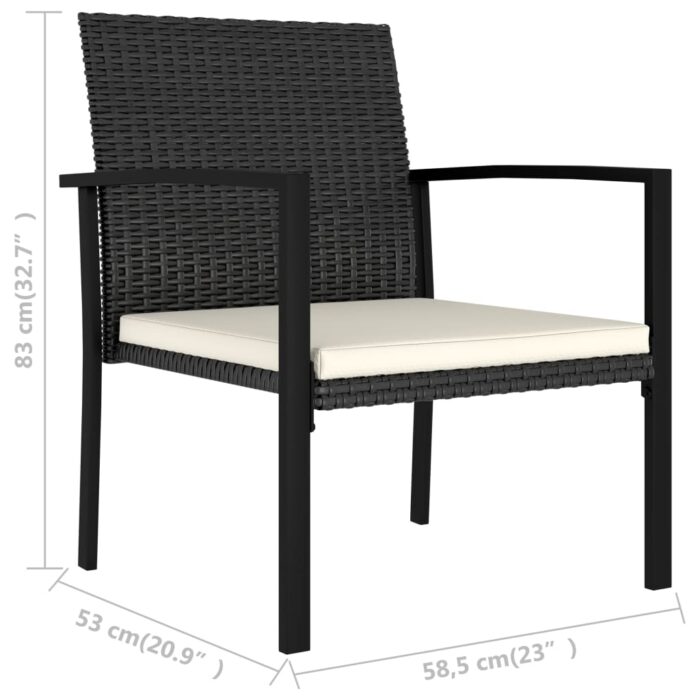 Chaises à manger de jardin lot de 4 Résine tressée Noir – Image 4