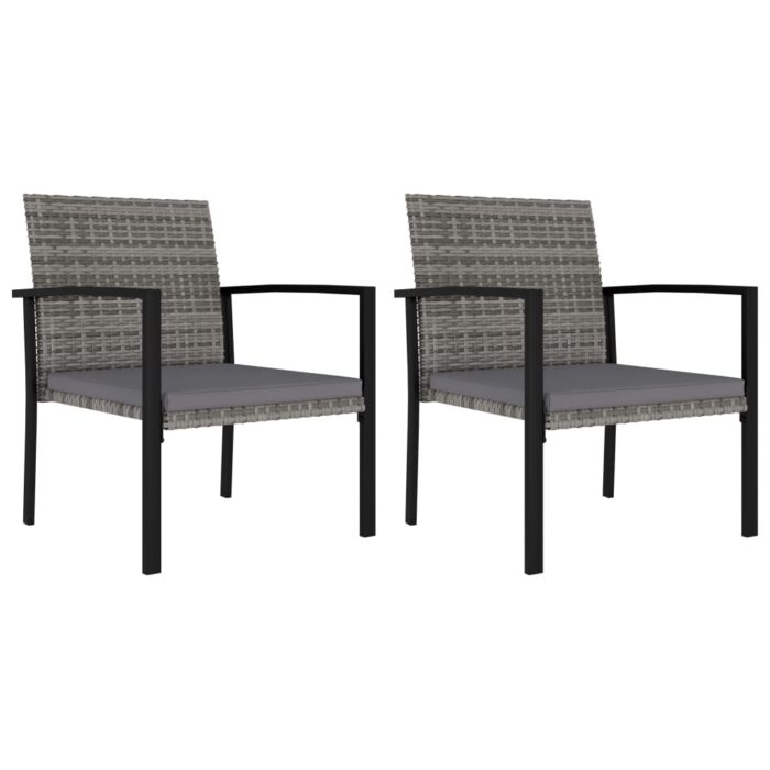 Chaises à manger de jardin lot de 2 Résine tressée Gris – Image 1