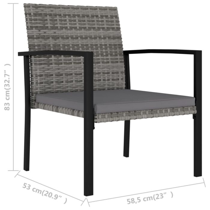 Chaises à manger de jardin lot de 2 Résine tressée Gris – Image 4