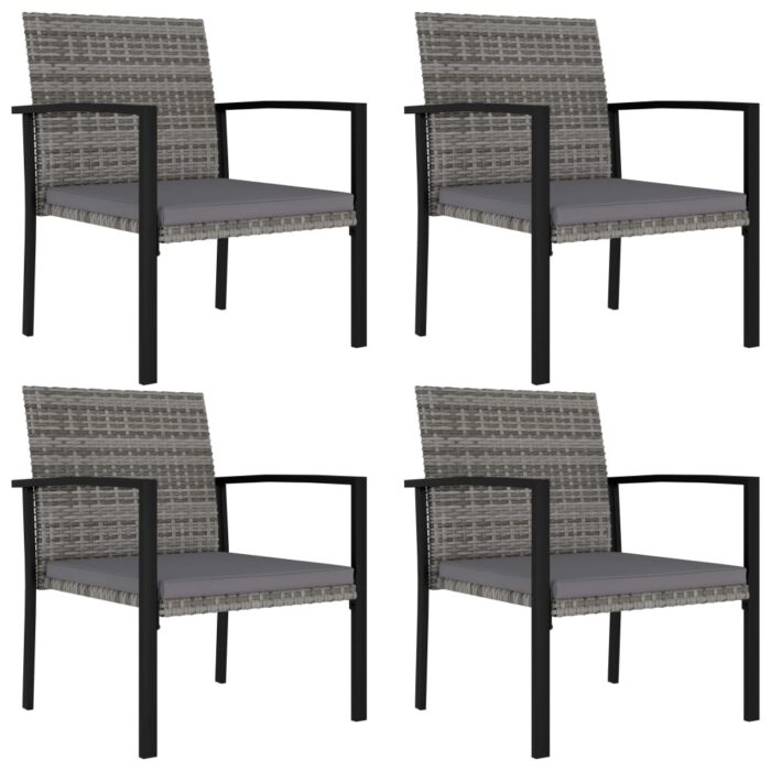 Chaises à manger de jardin lot de 4 Résine tressée Gris – Image 1