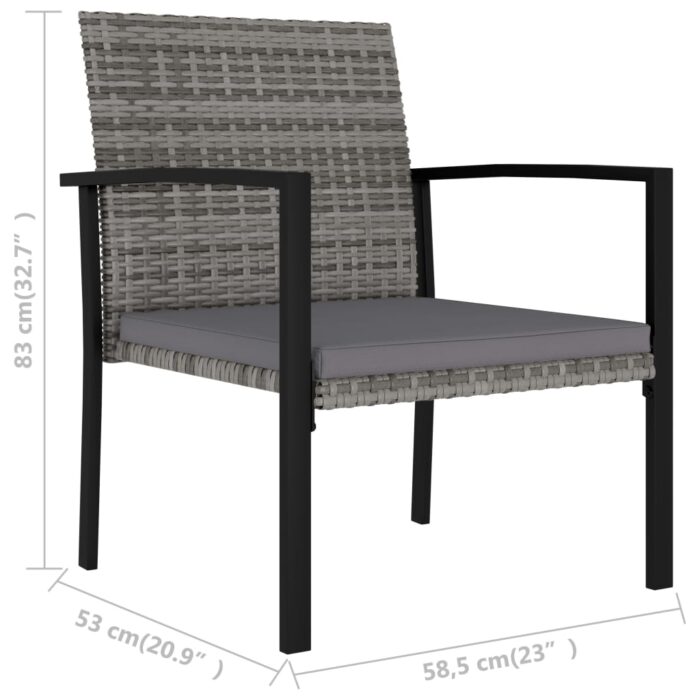 Chaises à manger de jardin lot de 4 Résine tressée Gris – Image 4