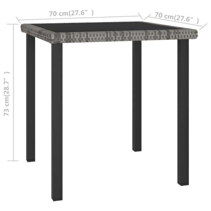 Table à dîner de jardin Gris 70x70x73 cm Résine tressée – Image 3
