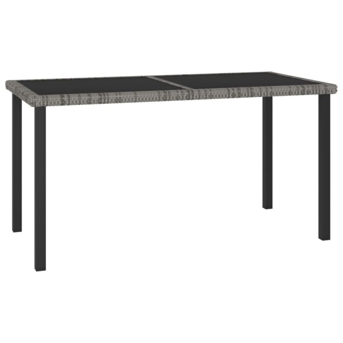 Table à dîner de jardin Gris 140x70x73 cm Résine tressée – Image 1
