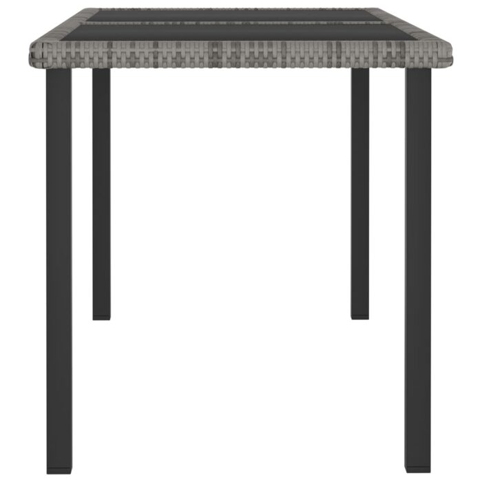 Table à dîner de jardin Gris 140x70x73 cm Résine tressée – Image 2