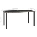 Table à dîner de jardin Gris 140x70x73 cm Résine tressée – Image 4