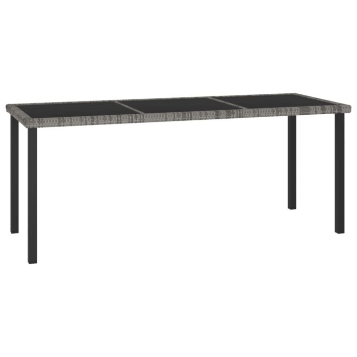 Table à dîner de jardin Gris 180x70x73 cm Résine tressée – Image 1