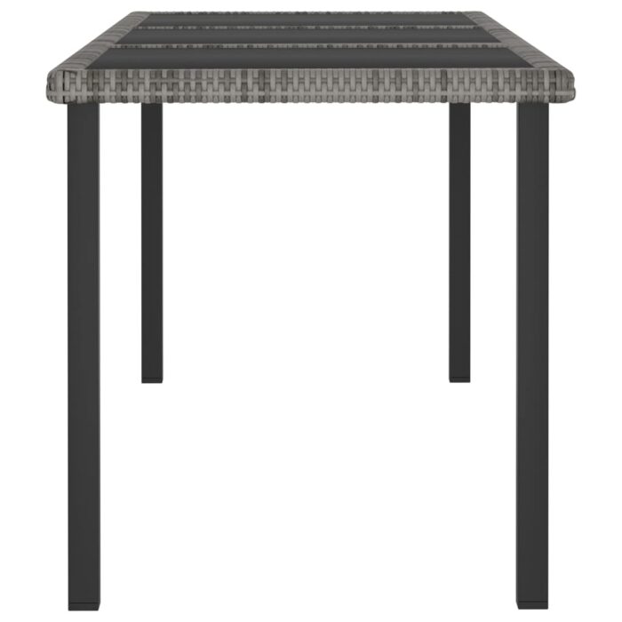 Table à dîner de jardin Gris 180x70x73 cm Résine tressée – Image 2