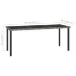 Table à dîner de jardin Gris 180x70x73 cm Résine tressée – Image 4