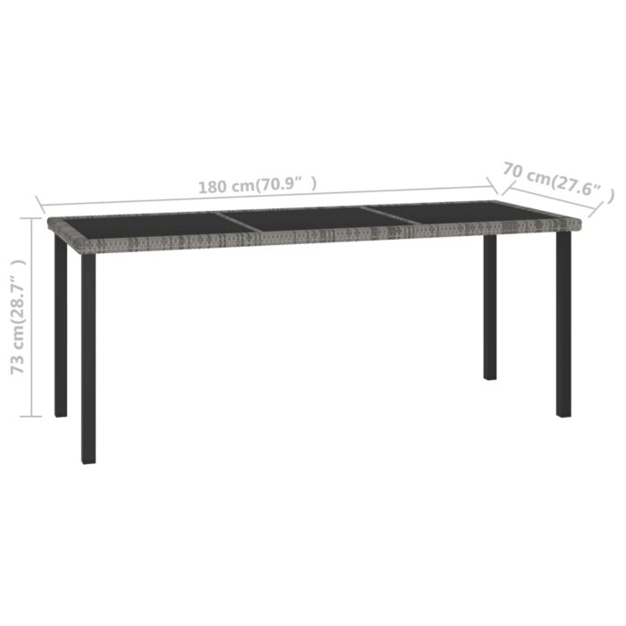 Table à dîner de jardin Gris 180x70x73 cm Résine tressée – Image 4