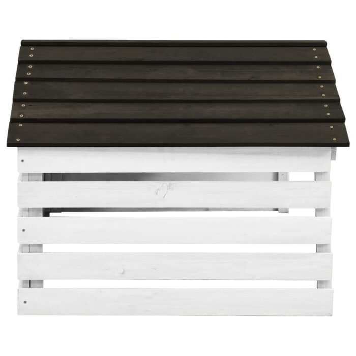 Garage de tondeuse à gazon Noir et blanc 78x74x54 cm Sapin – Image 2