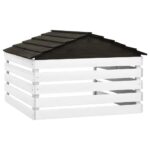 Garage de tondeuse à gazon Noir et blanc 78x74x54 cm Sapin – Image 3