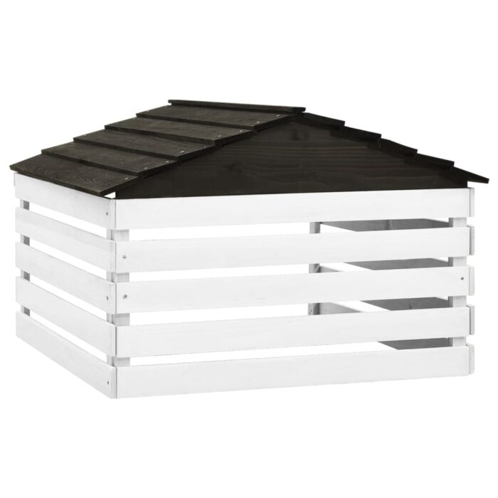 Garage de tondeuse à gazon Noir et blanc 78x74x54 cm Sapin – Image 3