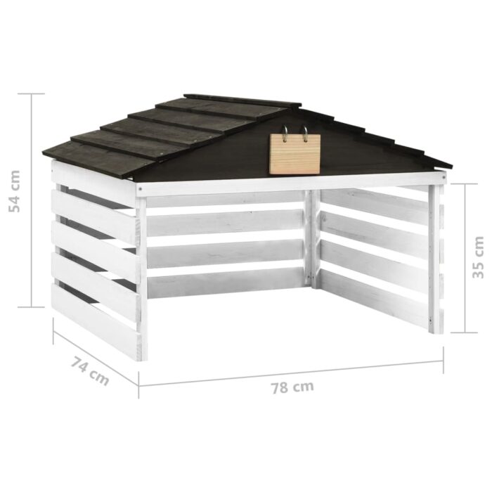 Garage de tondeuse à gazon Noir et blanc 78x74x54 cm Sapin – Image 6