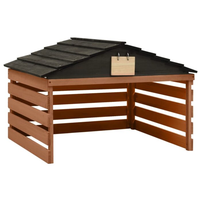 Garage de tondeuse à gazon Noir et marron 78x74x54cm Sapin – Image 1