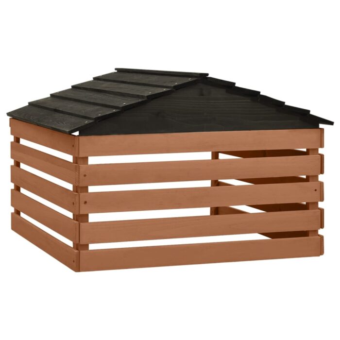 Garage de tondeuse à gazon Noir et marron 78x74x54cm Sapin – Image 3