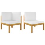 Salon de jardin 2 pcs avec coussins Bois d'acacia solide