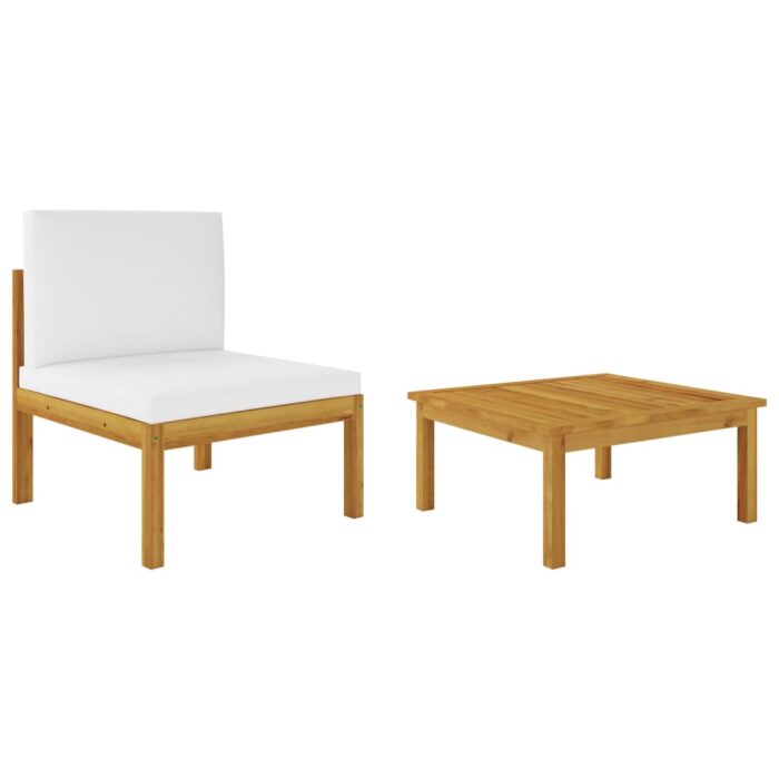 Salon de jardin 2 pcs avec coussins Bois d'acacia solide – Image 1