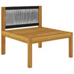Canapé central de jardin avec coussins Bois d'acacia massif – Image 4