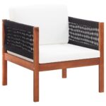 Chaise de jardin avec coussin Bois d'acacia solide