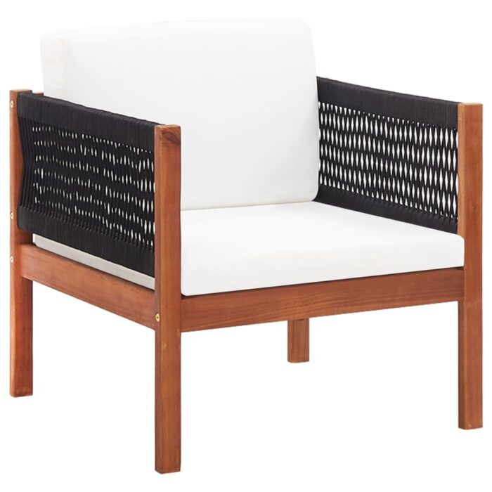 Chaise de jardin avec coussin Bois d'acacia solide – Image 1