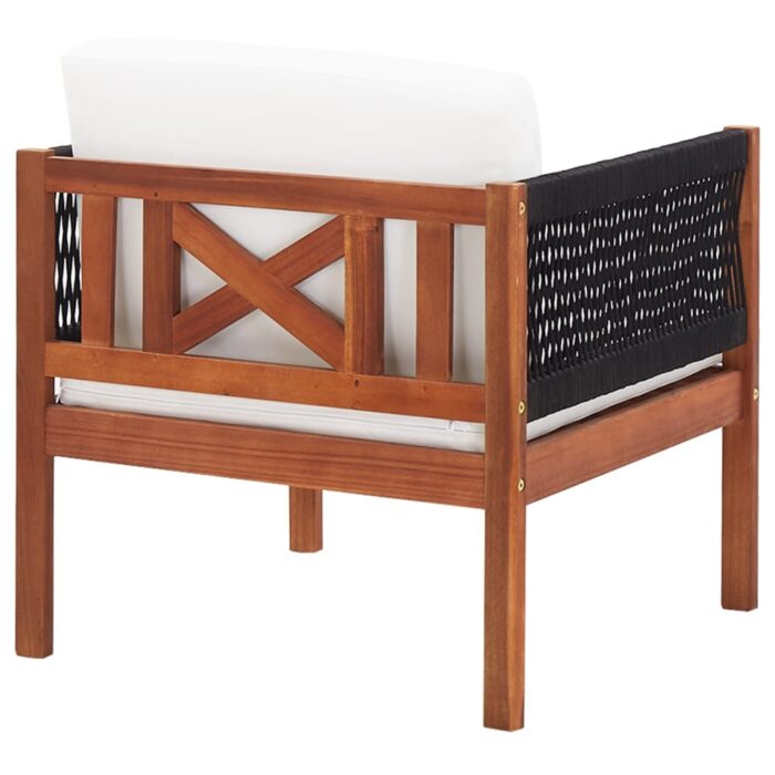 Chaise de jardin avec coussin Bois d'acacia solide – Image 3